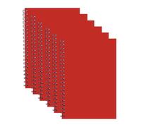 JMS we create smile - Premium A5 Wirebound Notebooks 6 Pack - Hard Cardboard Cover Spiral Notepads with 140 Lined Pages for Study, Planning & Journaling (Red)