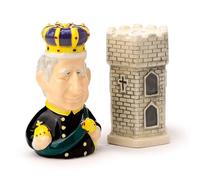 JMS we create smile - Salt & Pepper Shaker Set Novelty King Charles III Ceramic Shaker Pots Pepper and Salt Cruet Set - Spice Shaker Set Condiment Dispenser Seasoning Set for Home Kitchen Dining Table