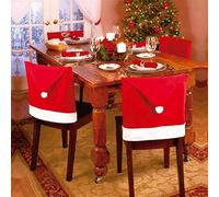 JMS we create smile Santa Hat Chair Covers for Christmas | Festive Red & White Dining Chair Back Covers | Velvet Xmas Table Decorations for Holiday Parties & Dinners - (PACK OF 8)