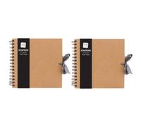 JMS we create smile - Scrapbook Photo Albums - 50 Sheets Brown Thick Kraft Papers Scrap Book with Ribbon - Ideal for Your Scrapbooking Albums Art & Craft Projects (20cm x 20cm)