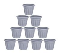 JMS we create smile (Set of 10) 33cm Upcycled Grey Plastic Round Planters Indoor/Outdoor Plant Pot Lightweight & Weather Resistant Garden Planters Plant Herb Flower Pot Nursery Pot