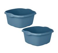 JMS we create smile Set of 2-32cm Square Kitchen Washing Up Bowl Basin Mixing | Plastic Bowl (Navy)