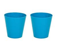 JMS we create smile - Set of 2 Plant Pot Cover Indoor, Plastic Flower Cover, Round Modern Decor Planter - Size 18 cm x 18 cm - Made in UK (Blue)