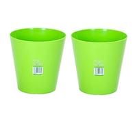 JMS we create smile - Set of 2 Plant Pot Cover Indoor, Plastic Flower Cover, Round Modern Decor Planter - Size 18 cm x 18 cm - Made in UK (Green)