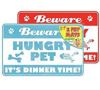 JMS we create smile Set of 2 Plastic Pet Feeding Placemats in Assorted Colour & Design - Food Mat for Dogs,Cats or Pets (Hungry Pet)