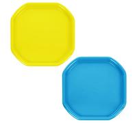 JMS we create smile (Set of 2) Small Colour Plastic Mixing Tray Sand Water Play Builder Equipment Sand Pool Pit Beach Tuff Tray for Toddlers Messy Play Tray - Made in UK 70x70 CM (YELLOW + SKY BLUE)