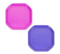 JMS we create smile (Set of 2) Small Colour Plastic Mixing Tray Sand Water Play Builder Equipment Sand Pool Pit Beach Tuff Tray for Kids Messy Play Tray - Made in UK 70x70 CM (PINK + PURPLE)