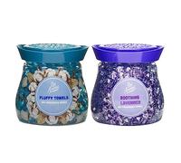JMS we create smile - Set of 2 x 280g Air Freshener Fragrant Gel Beads in Fluffy Towel & Soothing Lavender Scents - Odour Neutralizer/Eliminator for Home Office Shops