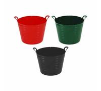 JMS we create smile - SET OF 3 | 20/26l Litre Rubber Flexi Strong Bucket Medium Planter Washing Basket Rubber Flexi Strong Tub For Home Garden MADE IN U.K. (Red, Dark Green & Black)