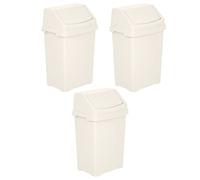 JMS we create smile (Set of 3 25Litre Soft Cream Plastic Swing Bin With Flip-Flap Lid Durable For Kitchen And Home Waste.