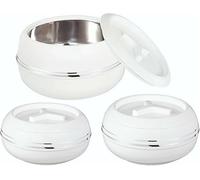 JMS we create smile (Set of 3) Insulated Casserole Set - Insulated Thermal Food Warmer Serving Soup/Salad Serving Bowl | BPA-Free & Leak-Proof For Home (White, 2500,3200,5500ML)