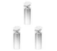 JMS we create smile Set of 3 Metallic Finish Ribbon Wrapped Pillar Candles 6CM X 15CM-Burn Time 24-26 Hours Approx (Silver)