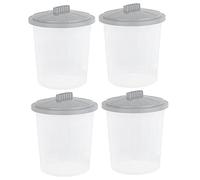 JMS we create smile (Set of 4) 21L Litre Clear Plastic Bin Fun Bin Storage Box Dustbin With Grey Twist Lock Lid Trash Can Paper Bin Waste Rubbish Bin Kitchen Bin Storage For Animal Feed Toys