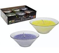 JMS we create smile Set of 4 Fragrances (Green Tea, Lemon Orange, Lavender, Apricot Citrus), Glitter Wax Candles Glass Dishin Open Presentation - UP TO 5 HOURS BURNING TIME