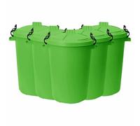 JMS we create smile - {SET OF 5) 50L 50 Litre Extra Large Heavy Duty Plastic Bin Dustbin, Storage Unit with Airtight Lock Lid for Home, Animal Feed, Rubbish Waste, Garden. (LIME GREEN)