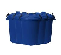 JMS we create smile - {SET OF 5) 50L 50 Litre Extra Large Heavy Duty Plastic Bin Dustbin, Storage Unit with Airtight Lock Lid for Home, Animal Feed, Rubbish Waste, Garden. (BLUE)