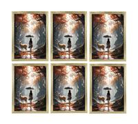 JMS we create smile Set Of 6 - Gold A4 Photo Frames With Real Glass Front - Premium Modern Picture & Certificate Frames For Wall Mount Or Tabletop Display, Portrait Or Landscape Home Office Décor