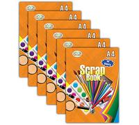 JMS we create smile (Set of 6) Staple Bound Scrapbooks Assorted Colour Sheets, A3/A4 Scrap Books for Children Kids and Adults - Art Craft Family Photo Album Card Book (A4)