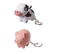 JMS we create smile Set of Farmyard Mooing Cow and Oinking Pig Keyring Set - Cute LED light up Farmyard Keyring Key chain torch
