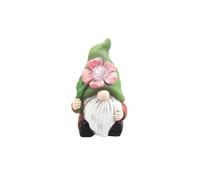 JMS we create smile - Solar Powered Garden Statue - Gnome Gonk Glass Bulb Animal Figurines (Gonk with Pink Flower)