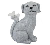 JMS we create smile - Statue with Solar Butterfly Garden Ornaments Outdoor - Funny Dog Gifts For Women Mum Birthday Gift Garden Balcony Decor Living Room Waterproof (Dog)