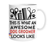 JMS we create smile - This is What an Awesome Dog Groomer Looks Like Mug - White Ceramic Coffee Mug