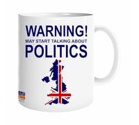 JMS we create smile - Warning! May Start Talking About Politics Mug - 10oz White Ceramic Mug Printed Coffee Cup Novelty Gift for Political Men/Women