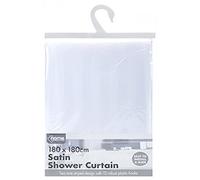 JMS we create smile White Colour Stripe Designed Satin Shower Curtains Water Repellent Solid Bathroom Covers Mould and Mildew Resistant Polyster Fabric Two Toned Bathtub curtain with Hooks