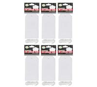 JMS We Create Smile White Luggage Tags 65x120mm with Strings - Durable Blank Paper Travel Bag Tags, Gift Tags for Personalised Identification, Hanging Tag Cards for Travel & Storage (6)