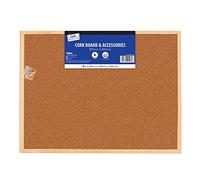 JMS we create smile - Wooden Framed Cork Board with Accessories | Memo School Office Message Notice Board (600 x 800 mm)