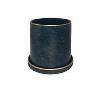 JMSL Ceramic Flower Plant Pots-Phnom Penh Silk Orchid Pot-Indoor Planters with Drainage Hole and Saucer,Blue,14cm