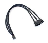 JMT 2 Pack 4Pin PWM 1 to 3 Way Cooling Fan Power Extension Cable Y Splitter Cord Multiplicator 4Pin Female to 3X 4Pin Male PC Chassis Cooed 22AWG 30 cm