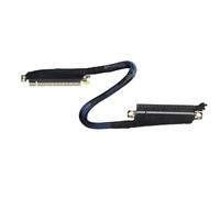 JMT 64GBS PCIE 5.0 X16 Graphics Card Extension Cable 180 Degree GEN5 Braided Mesh Harness Riser for AI Server Graphics Card Bendable GPU Adapter 16AB5 (Right Out Left in,30CM)