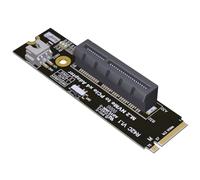 JMT ADT-R4 PCIe 4.0 M.2 Key-M to PCI-E X4 X16 Riser Adapter Card with SATA Power Cable Compatible with M.2 NVMe SSD 2260 2280 (R42C, to X4)