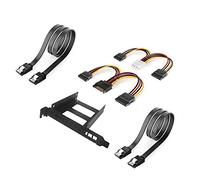 JMT Metal PCI Slot 2.5inch IDE/SATA/SSD/HDD Mounting Bracket Rear Panel Mount Bracket Hard Drive Adapter Tray Caddy with Sata Data Cable (Full w Black Cable)