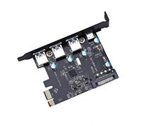 JMT PCI-E to USB 3.0/USB 3.1 PCI Express Card Type C+ 3 Type A Add Expansion Card PCI Express Controller Adapter 3X UBS3.0 + 2X USB 3.1 with 4Pin Power Cable 15Pin SATA Cable (5 Ports)