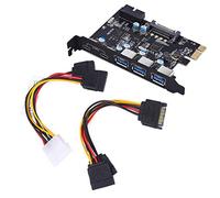 JMT PCI-E to USB 3.0/USB 3.1 PCI Express Card Type C+ 3 Type A Add Expansion Card PCI Express Controller Adapter 3X UBS3.0 + 2X USB 3.1 with 4Pin Power Cable 15Pin SATA Cable (7 Ports)