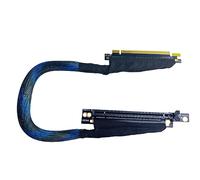 JMT PCIE 4.0 X16 Extension Cable 32GBS GEN4 Braided Mesh Harness Riser for AI Server Graphics Card Bendable GPU Adapter (50cm,16AD4 Left-Left)