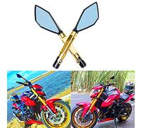 JMTBNO Universal M8 M10 Motorcycle Rear View Mirrors Handle bar End Side Mirror Compatible with Honda Scooter Suzuki Yamaha, Kawasaki Victory(Gold)