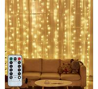 JMTGNSEP LED String Light 300 LED Lights 8 Modes Control Decoration USB Powered Waterproof Lights for Curtain Christmas Bedroom Party Wedding Home Garden1(9.8ft X 9.8ft ，Warm White) 1