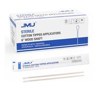 JMU 6 Inch Sterile Cotton Tipped Applicators, 200 Count Long Cotton Swabs, Wood Shaft Medical Swabs
