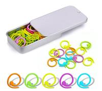 Jmuiiu Metal Stitch Markers, 50Pcs Spiral Metal Colorful Crochet Stitch Markers, Crochet Marker Ring for Knitting Crocheting Clothing Tag DIY Craft Project with Storage Box
