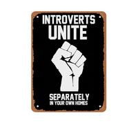 JMVLVLOA Hilarious Introvert Wall Decor Introverts Unite Separately In Your Own Homes Simple Metal Sign for Office Desk 8 X 12 in
