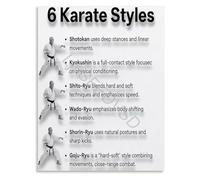 JMVLVLOA Karate Techniques and Styles Poster Educational Martial Arts Chart Wall-Art Canvas for Living Room Study(Unframed,08x12inch(20x30cm))