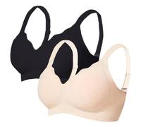 Jmwedia 2pc Bras Set for Sagging Breasts Lifting Anti-Sagging Bra for Older Women Super Gather Wireless Push-Up Bras Comfortable Full Coverage Ladies V Neck Padded Non Wired Sports Bralette