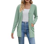Jmwedia Cardigans for Women UK Women's Blouses & T-Shirts Casual Seamless Crewneck Tops V Neck Oversized Pullover Plain T-Shirts Tunic Fall Winter Ladies Tops for Women UK Mint Green