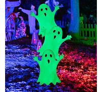 Jmwedia Clearance Halloween Outdoor Decorations Yard Signs with Stakes, Glow in The Dark Ghost Halloween Decorations Luminous Sign Scary Party Outside Decor for Lawn Patio Yard Garden