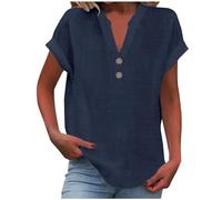 Jmwedia Cotton Tops,My Orders,Summer Cotton Linen Cap Sleeve T-Shirt Button V Neck Tunic Tops Lounge Baggy Solid Plain Casual Plus Size Shirts Trendy Blouse