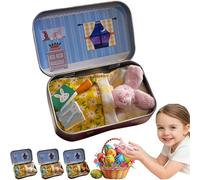 Jmwedia Easter Gifts for Kids Hug in a Box for Kids Pocket Bunnies in Tin Box, Mini Plush Bunny-House Small Pocket Stuffing-Bunnies Animal Anxiety Gifts DIY Pet Adoption Easter Baskets