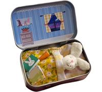 Jmwedia Easter Gifts for Kids Hug in a Box for Kids Pocket Bunnies in Tin Box, Mini Plush Bunny-House Small Pocket Stuffing-Bunnies Animal Anxiety Gifts DIY Pet Adoption Easter Baskets